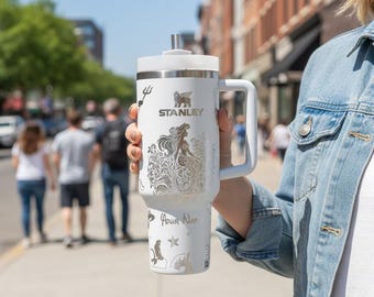 Little Mermaid 40oz Tumbler Engraved Laser, Stainless Steel Tumbler