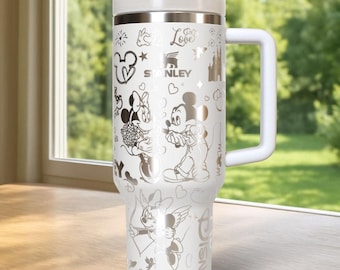 Valentine Mouse Minnie Laser Engraved Tumbler, Disney Couples Coffee Tumbler, Gift For Her