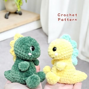 Dino Crochet Pattern: No Sew Amigurumi Dinosaur (PDF Tutorial)