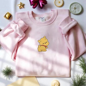Embroidered Pooh Bear Sweatshirt, Disney Sweatshirt, Christmas Sweatshirt