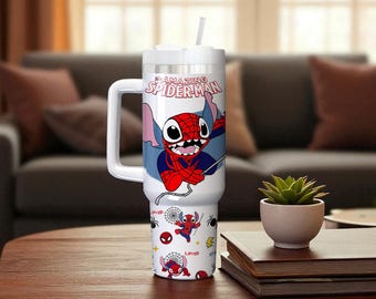 Personalized Stitch Engraved Tumbler 40Oz, Spiderman Coffee , Spider Man Insulated