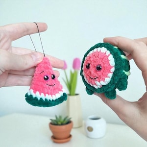 Watermelon Slices Crochet Pattern PDF, Amigurumi Fruit Plush Toy Tutorial, Summer Crochet Food Pattern In English