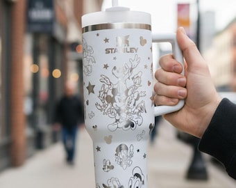 Classic Mouse Characters Laser Engraved 40oz Tumbler , Engraved Travel Cup for Disneyland