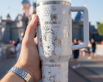 Winnie the Pooh Tumbler Laser Engraved , Personalized Classic Bear Character Cup