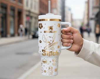 Personalized Stitch 40oz Tumbler Laser Engraved, Portable Car Mug, Travel Coffee Tumbler