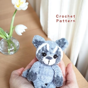 Crochet Raccoon Pattern, Amigurumi Raccoon Tutorial PDF, Cute Raccoon Plushie Crochet Pattern