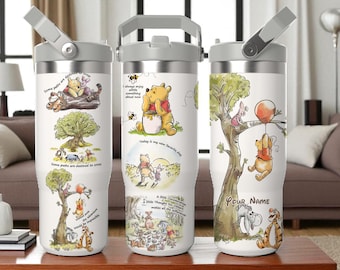 Vaso personalizado de Winnie the Pooh: regalo de primavera de acero inoxidable de 30 oz
