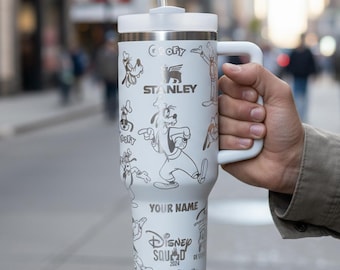 Personalized Goofy 40oz Tumbler Laser Engraved – Engraved Cartoon Cup – Custom Disney Gift