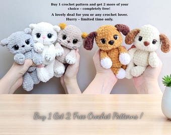 Crochet PATTERN dog and cat, Mini puppy, Amigurumi tutorial PDF in English,