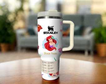 Custom Princess Ariel 40oz Tumbler Personalized Name Cup, Disney Princess Theme Gift