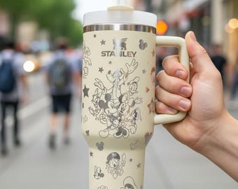 Personalized Classic Mouse Characters Laser Engraved 40oz Tumbler , Engraved Travel Cup for Disneyland