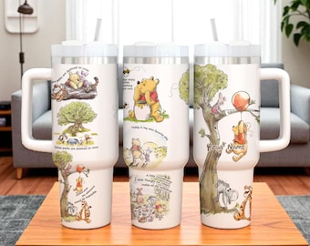 Personalized Winnie the Pooh 40oz Tumbler Stainless Steel Insulated Cup Custom Pooh Gift