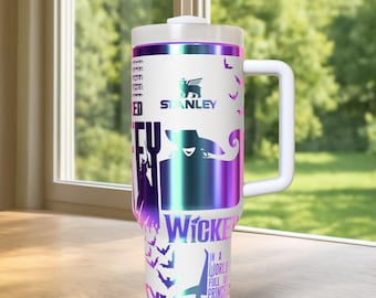 Custom Laser Engraved Wicked 40oz Tumbler, Engraved Stainless With Handle Musical Drinkware For Travel