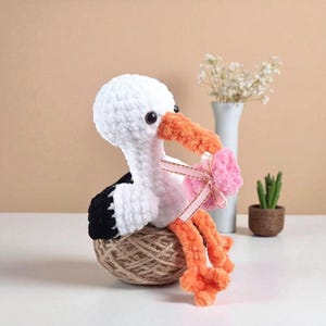 Stork Crochet Pattern PDF: Amigurumi Bird Plush Toy Tutorial