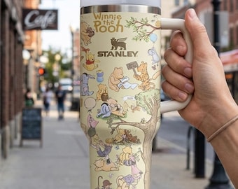 Winnie the Pooh Tumbler 40oz Cup, Stainless Steel Vintage Pooh Bear Inspired