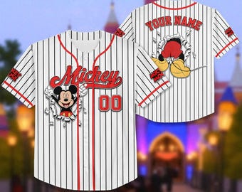 Personalize Disney Mickey Mouse Baseball Jersey, Baseball Jersey Collection Choose Style Jersey Disneyland Birthday Gift