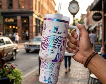 Custom Cars Lightning McQueen Tumbler 40oz, Personalized Tumbler With Handle