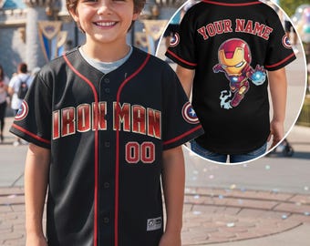 Camiseta de béisbol de Iron Man con nombre personalizado, camiseta de Iron Man