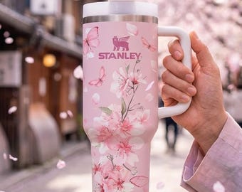 Cherry Blossom 40oz Tumbler, Floral Insulated Cup, Travel Mug Gift for Women
