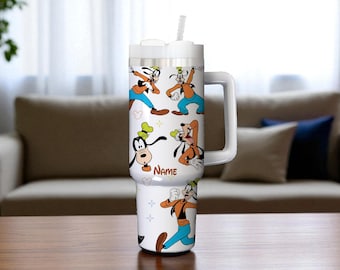 Custom Disney Friends Goofy 40oz Tumbler Colorful Personalized Cup with Handle Disney Characters Tumbler