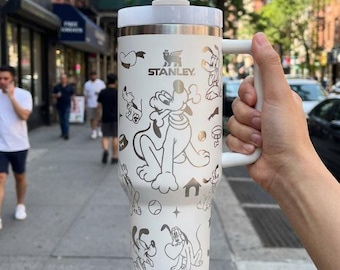 40oz Pluto Dog Tumbler Laser Engraved, Personalized Gift