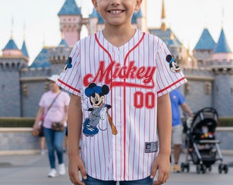 Personalized Mickey Mouse Baseball Jersey, Mickey Kids , Youth, Adult Disney Baseball Jersey