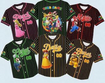 Maillot de baseball personnalisé Luigi pêche | Maillot pour enfants, jeunes et adultes