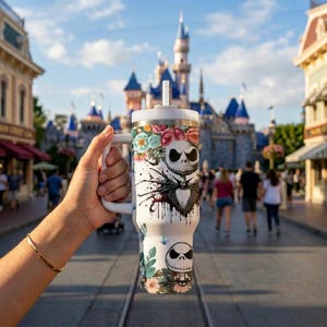 Jack and Sally Engraved Tumbler 40oz , Nightmare Before Christmas Cup 画像 2