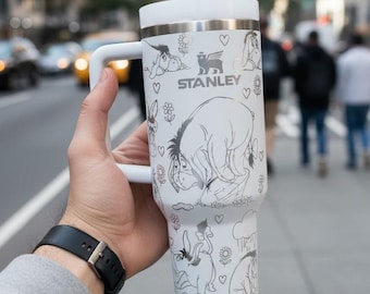 Eeyore Donkey 40oz Laser Engraved Tumbler, Personalized Custom Cup, Pooh & Friends Gift