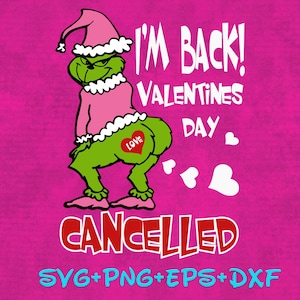Grinch Ew Love ANTI Valentines cancelled SVG png, Grinch Hand Heart Sign Valentine SVG png,  Happy Valentines Day svg png bundle