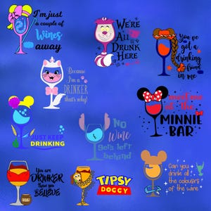 Princess Wine Glass SVG, Princess Wine Glass svg, Minnie, Pooh, Toy story, Nemo, Stitch Wine Glass cut file, Printable file