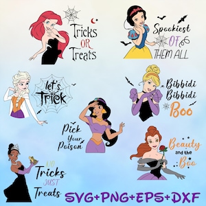 Princess Beauty And The Boo Svg, Tricks Or Treats Svg, Bundle, Princess Witches Svg, Halloween svg, Cricut File, Clipart, Svg, Png, Eps, Dxf