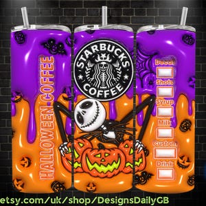 Retro Halloween opgeblazen Jack Skellington 20 oz magere koffiebeker, Mickey Mouse-ontwerpsjabloon sublimatie, Mickey-strip, stripboek png