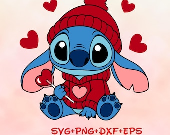 Stitch Valentines Candy Heart PNG SVG Love svg valentines day svg Image Bundle