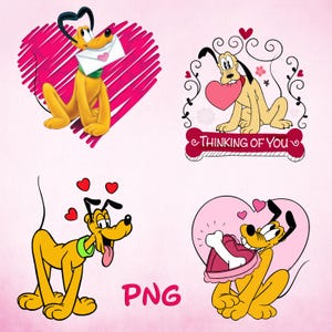 Retro Pluto Valentine's, Carta de amor de Pluto PNG, Día de San Valentín PNG, Corazones de chocolate de Pluto PNG, Paquete de camisetas de San Valentín PNG