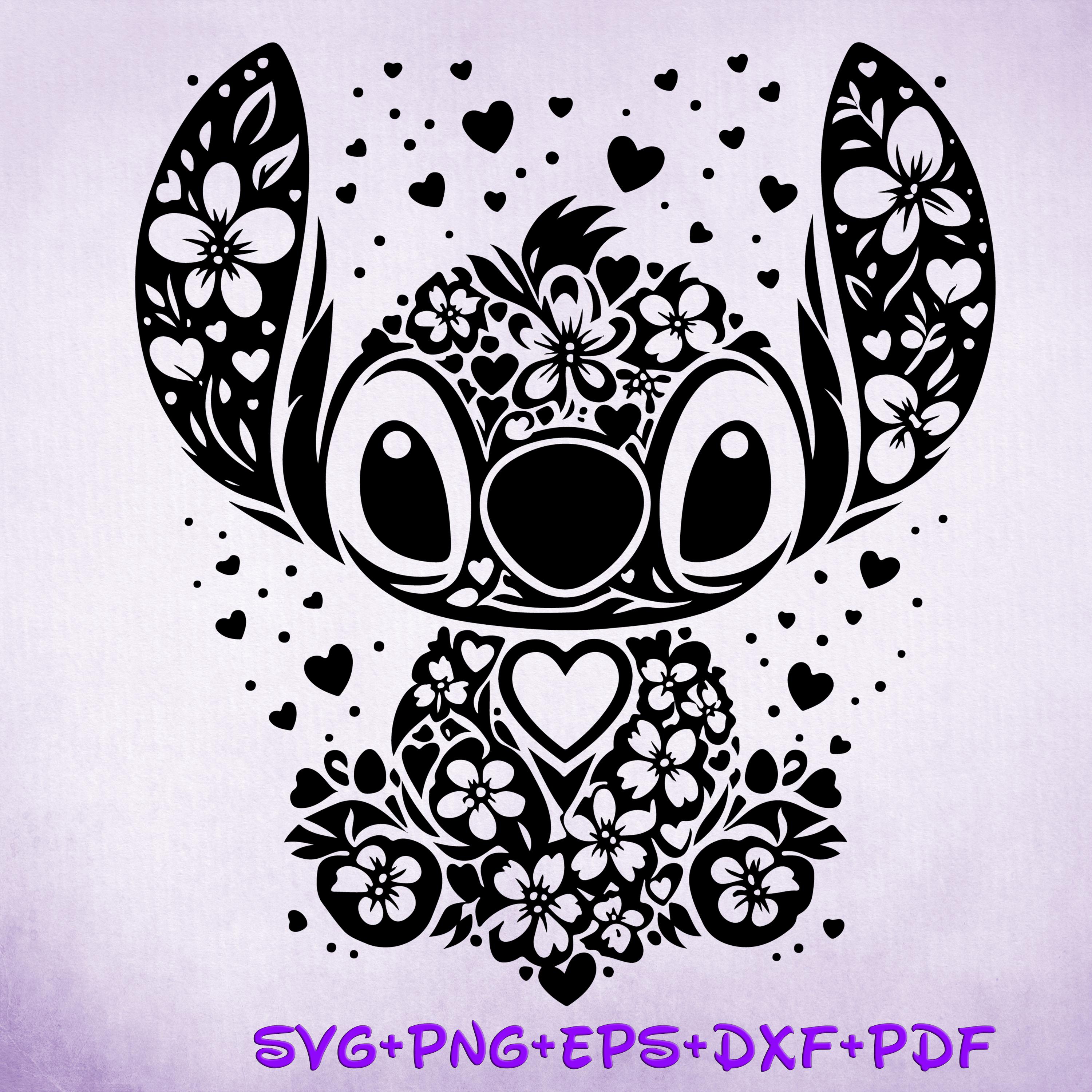 Floral Stitch  Mandala Svg, Lilo Zentangle, Lilo Tattoo Svg, Enchanted Princess, Silhouette Cut Files, Png, Printable, Sublimation Design
