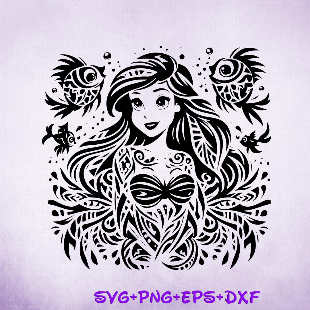Princess Ariel Mandala Princess SVG, the Little Mermaid Enchanted ...
