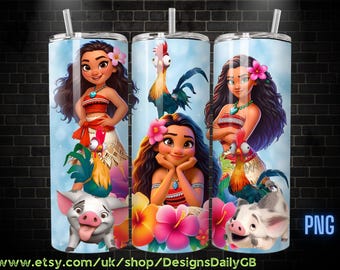 Moana Pua Hei Hei Tumbler Wrap PNG, Tattoo Tumbler Wrap png, 20oz Skinny Tumbler png, Skinny Tumbler Wrap Design PNG