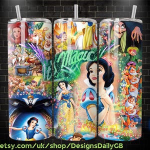 Its Magic Princess Snow White 20oz Skinny Tumbler Template PNG, and the seven dwarves Skinny Tumbler Wrap Design PNG File Digital Download