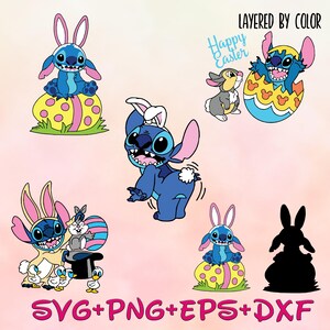 Stitch Easter clipart svg Png Bundle, Easter Day Character svg Png, Happy Easter Cartoon svg Png Bundle,Digital Download