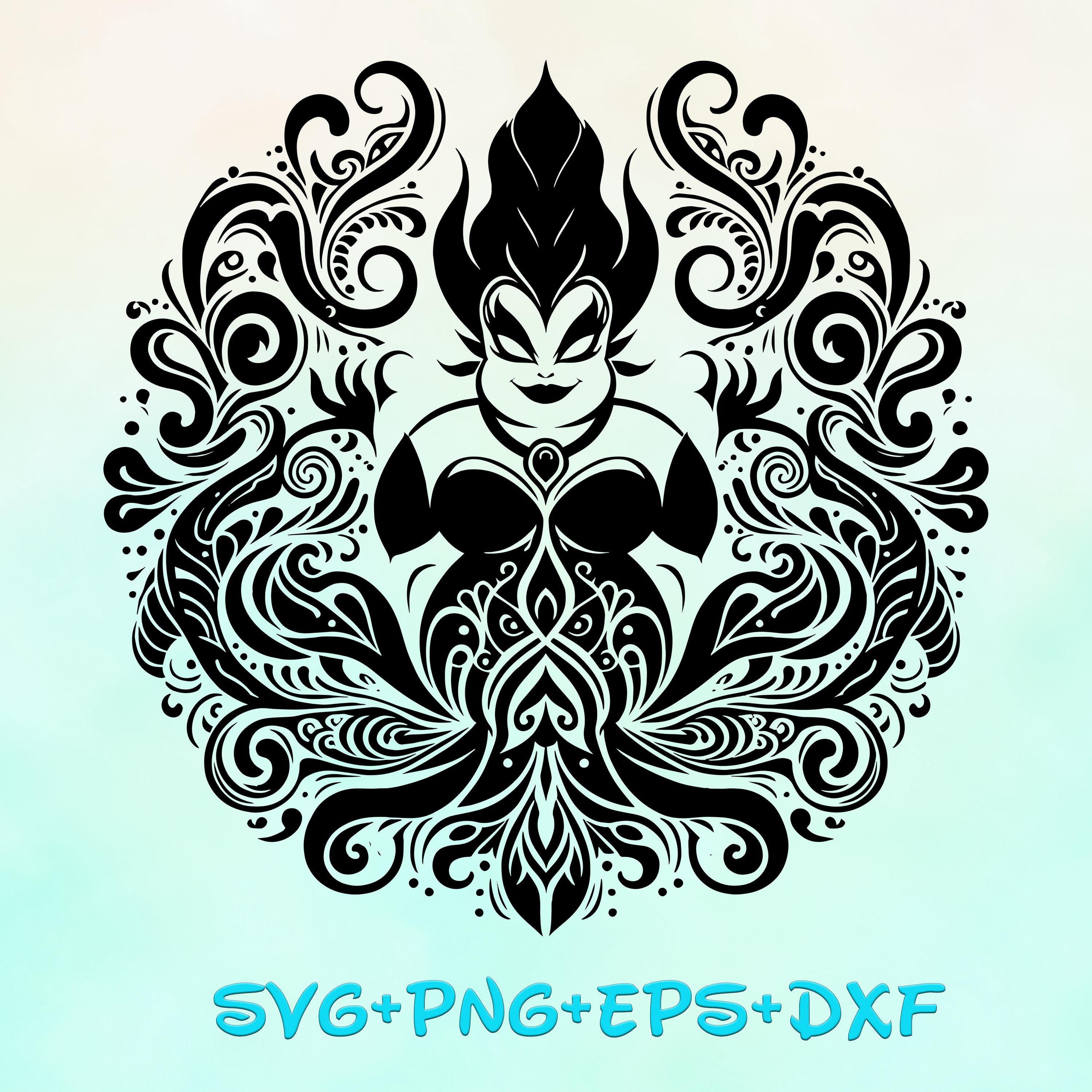 Ursula Villains Mandala SVG, The Little Mermaid , Zentangle Silhouette Cut Files, Png, Printable, Sublimation Design