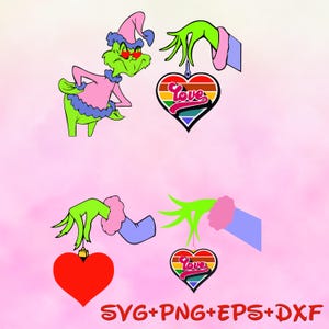 Grinch Be My Valentine SVG png, Grinch Hand Heart Sign Valentine SVG png,  Happy Valentines Day svg png bundle