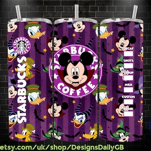 Mickey Mouse and Friends as Dracula 20oz Skinny Tumbler Template PNG, Pluto Donald Daisy Goofy Skinny Tumbler Wrap Design PNG