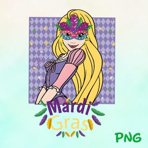 Princess Rapunzel Mardi Gras New Orleans Mardi Gras Carnival png, Rapunzel Sublimation Design, New Orleans Festival png download