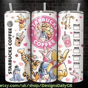 Retro Winnie the Pooh Tigger Piglet Eeyore Valentines 20oz Skinny Tumbler Template PNG, Pooh Skinny Tumbler Wrap Design PNG Digital Download