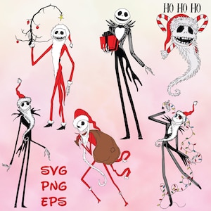 Jack Skellington Svg, Christmas Jack Skellington Svg , Clipart, Png Cut File Cricut Silhouette, Sticker, Svg Eps Dxf Png Digital File