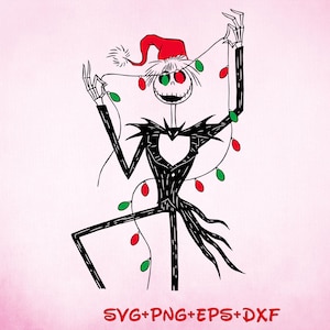 Jack Skellington Svg, Christmas Jack Skellington Svg , Clipart, Png Cut File Cricut Silhouette, Sticker, Svg Eps Dxf Png Digital File