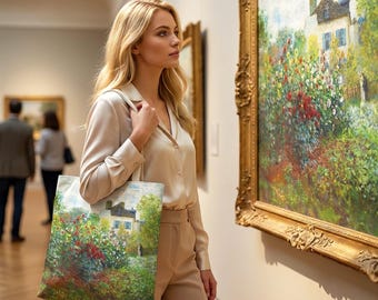 Impressionist Garden Tote Bag | Vintage Cottage Garden Art Bag | French Country Painting | Art Lover Gift | Museum Art Tote