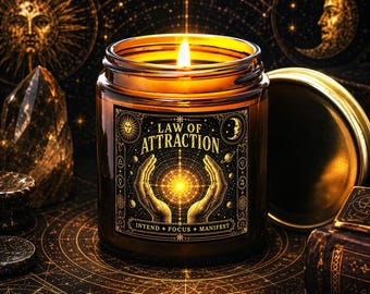 Law of Attraction Candle | Manifestation Gift | Intention Setting Ritual Candle | Yoga Meditation Candle | Celestial Altar Candle