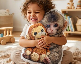 Punch the Monkey Cuddle Pillow - Baby Monkey Hugging Pillow | Custom Shaped Pillow | Cute Animal Nursery Décor